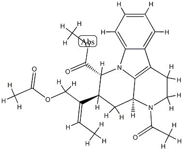 (3aS)-3-Acetyl-5β-[(E)-1-[(acetyloxy)methyl]-1-propenyl]-2,3,3aα,4,5,6-hexahydro-1H-indolo[3,2,1-de][1,5]naphthyridine-6α-carboxylic acid methyl ester 结构式