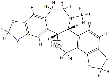 16-メチル-2,3:10,11-ビス[メチレンビス(オキシ)]レアダン 化学構造式