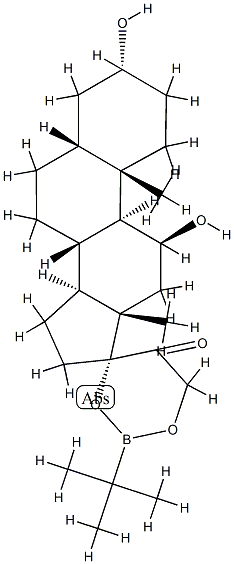 17,21-[(tert-ブチルボランジイル)ビスオキシ]-3α,11β-ジヒドロキシ-5β-プレグナン-20-オン 化学構造式