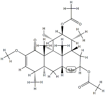 12β,16-Bis(acetyloxy)-11α-hydroxy-2-methoxypicras-2-en-1-one Structure