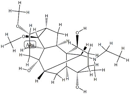 20-エチル-14α,16β-ジメトキシアコニタン-1α,4,8,9-テトラオール 化学構造式