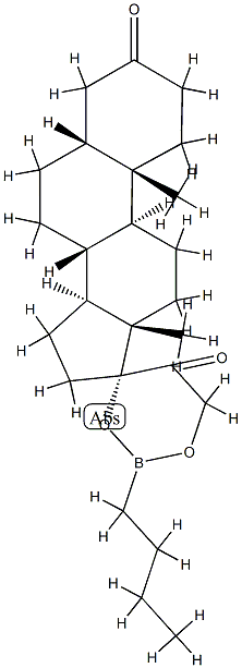 17,21-[(ブチルボランジイル)ビス(オキシ)]-5β-プレグナン-3,20-ジオン 化学構造式