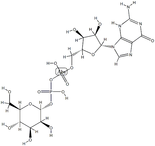 グアノシン5'-二りん酸β-α-D-マンノピラノシル 化学構造式