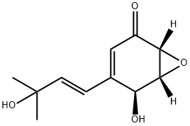 (1R,5R,6R)-4-[(E)-3-ヒドロキシ-3-メチル-1-ブテニル]-5β-ヒドロキシ-7-オキサビシクロ[4.1.0]ヘプタ-3-エン-2-オン 化学構造式