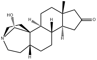 19-ヒドロキシ-3-アザ-3β,19-シクロ-A-ホモ-5β-アンドロスタン-16-オン 化学構造式