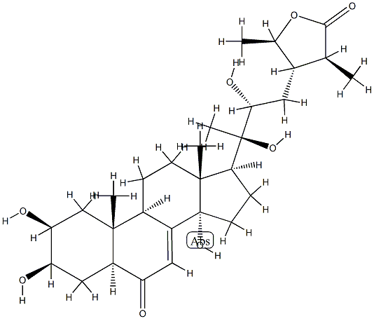 (22R,24S,25S,28R)-2β,3β,14,20,22,28-Hexahydroxy-6-oxo-5α-stigmast-7-en-26-oic acid γ-lactone 结构式