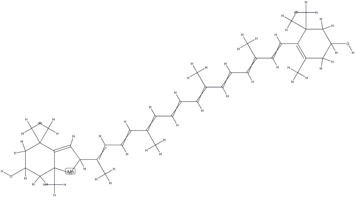 b,b-Carotene-3,3'-diol, 5,8-epoxy-5,8-dihydro-,(3S,3'R,5R)- Struktur