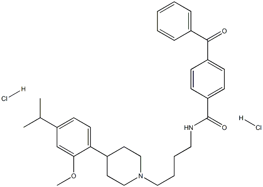 4-ベンゾイル-N-(4-(4-(4-イソプロピル-2-メトキシフェニル)ピペリジン-1-イル)ブチル)ベンズアミド二塩酸塩 化学構造式