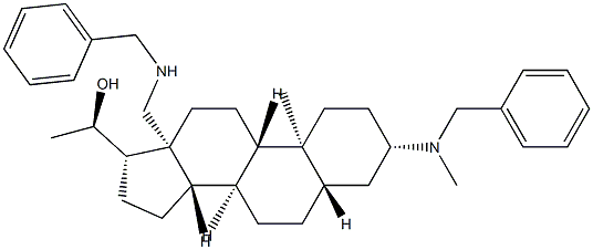 (20R)-18-(ベンジルアミノ)-3β-(ベンジルメチルアミノ)-5α-プレグナン-20-オール 化学構造式