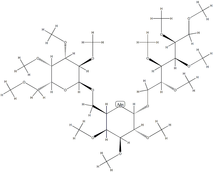 6-O-[6-O-(2-O,3-O,4-O,6-O-Tetramethyl-α-D-galactopyranosyl)-2-O,3-O,4-O-trimethyl-α-D-galactopyranosyl]-1-O,2-O,3-O,4-O,5-O-pentamethyl-D-glucitol Struktur