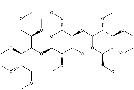 4-O-[4-O-(2-O,3-O,4-O,6-O-Tetramethyl-α-D-glucopyranosyl)-2-O,3-O,6-O-trimethyl-α-D-glucopyranosyl]-1-O,2-O,3-O,5-O,6-O-pentamethyl-D-glucitol Structure