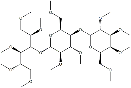 4-O-[4-O-(2-O,3-O,4-O,6-O-テトラメチル-β-D-ガラクトピラノシル)-2-O,3-O,6-O-トリメチル-β-D-ガラクトピラノシル]-1-O,2-O,3-O,5-O,6-O-ペンタメチル-D-グルシトール 化学構造式