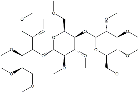 3-O-[4-O-(2-O,3-O,4-O,6-O-Tetramethyl-β-D-glucopyranosyl)-2-O,3-O,6-O-trimethyl-β-D-glucopyranosyl]-1-O,2-O,4-O,5-O,6-O-pentamethyl-D-glucitol Structure