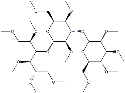 4-O-[3-O-(2-O,3-O,4-O,6-O-テトラメチル-β-D-グルコピラノシル)-2-O,4-O,6-O-トリメチル-β-D-グルコピラノシル]-1-O,2-O,3-O,5-O,6-O-ペンタメチル-D-グルシトール 化学構造式