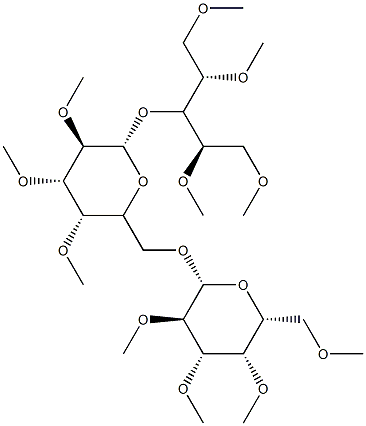 3-O-[6-O-(2-O,3-O,4-O,6-O-Tetramethyl-β-D-galactopyranosyl)-2-O,3-O,4-O-trimethyl-β-D-galactopyranosyl]-1-O,2-O,4-O,5-O-tetramethyl-L-arabinitol Structure
