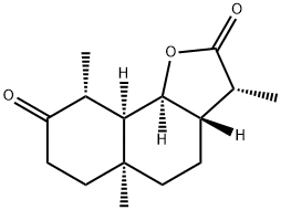 (3R)-3aβ,5,5a,6,7,9,9aα,9bα-オクタヒドロ-3α,5aα,9α-トリメチルナフト[1,2-b]フラン-2,8(3H,4H)-ジオン 化学構造式