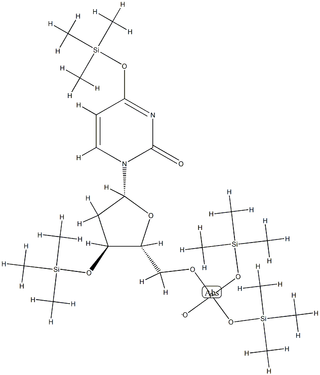 1-[5-O-[Bis(trimethylsiloxy)phosphinyl]-3-O-trimethylsilyl-2-deoxy-β-D-erythro-pentofuranosyl]-4-trimethylsilyloxypyrimidin-2(1H)-one 结构式