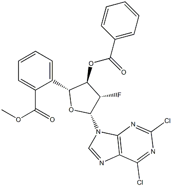 2,6-二氯-9-(3,5-二-O-苯甲酰基-2-脱氧-2-氟-D-阿拉伯呋喃糖基)-9H-嘌呤, 329187-80-6, 结构式