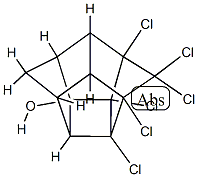 2,2a,3,3,4,8-Hexachloro-2a,3,4,4a,5,6,6a,6b-octahydro-1,5,2,4-[1,2]ethanediylidenecyclopenta[cd]pentalen-1(2H)-ol Struktur