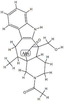 2-アセチル-2,3,4,4a,5,6,11,12-オクタヒドロ-5-(ヒドロキシメチル)-12-メチル-1H-12a,5-(エポキシメタノ)ピリド[3',4':5,6]シクロヘプタ[1,2-b]インドール-14-オン 化学構造式