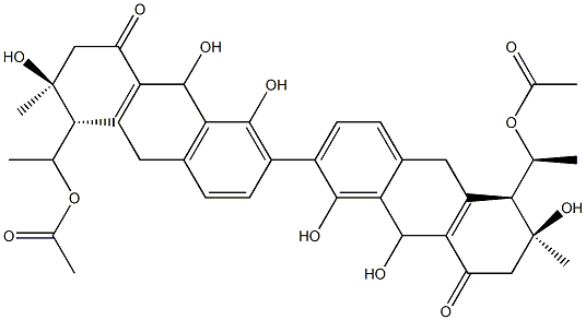 9,9',10,10'-Tetradeoxo-9,9'-dihydroxyjulichrome Q 11,11'-diacetate Struktur