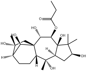 (14R)-グラヤノトキサン-3β,5,6β,7α,10,14,16-ヘプタオール6-プロパノアート 化学構造式
