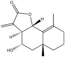 (3aR)-3aβ,4,5,5a,6,7,8,9bα-オクタヒドロ-4β-ヒドロキシ-5aα,9-ジメチル-3-メチレンナフト[1,2-b]フラン-2(3H)-オン 化学構造式