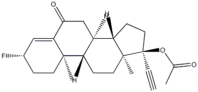 (17R)-3β-Fluoro-17-acetoxypregn-4-en-20-yn-6-one Structure