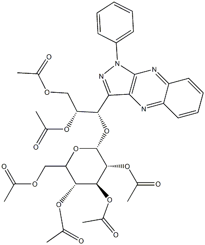 [(1S,2R)-2,3-ビス(アセチルオキシ)-1-[1-フェニル-1H-ピラゾロ[3,4-b]キノキサリン-3-イル]プロピル]α-D-グルコピラノシド2,3,4,6-テトラアセタート 化学構造式