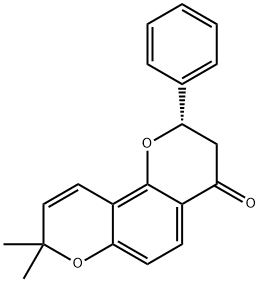 [S,(-)]-2,3-ジヒドロ-8,8-ジメチル-2-フェニル-4H,8H-ベンゾ[1,2-b:3,4-b']ジピラン-4-オン 化学構造式