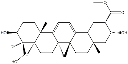 3β,21α,24-トリヒドロキシオレアナ-11,13(18)-ジエン-29-酸 化学構造式
