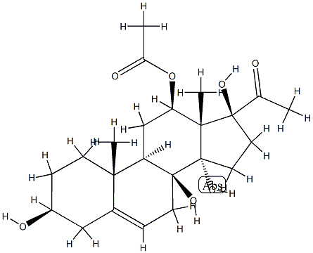(17S)-12β-Acetyloxy-3β,8,14,17-tetrahydroxypregn-5-en-20-one Structure