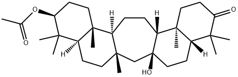 3β-アセトキシ-14β-ヒドロキシ-C(14a)-ホモ-27-ノルガンマセラン-21-オン 化学構造式