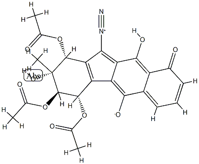(1R)-1β,3α,4β-トリアセトキシ-2β,9-ジヒドロキシ-2-メチル-11-ジアゾ-1,2,3,4,5,10-ヘキサヒドロ-11H-ベンゾ[b]フルオレン-5,10-ジオン 化学構造式