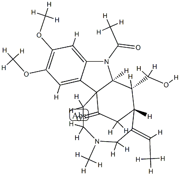 (19Z)-1-アセチル-19,20-ジデヒドロ-17-ヒドロキシ-10,11-ジメトキシ-4-メチル-3,4-セコクラン-3-オン 化学構造式