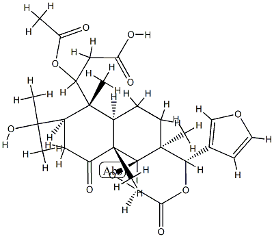 1-アセトキシ-1,2-ジヒドロオバクン酸 化学構造式