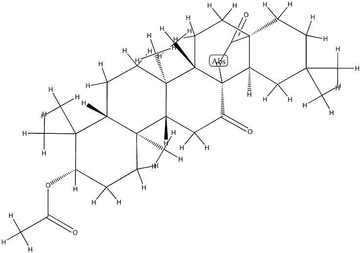 3β-アセトキシ-12-オキソ-13-ヒドロキシオレアナン-28-酸28,13-ラクトン 化学構造式