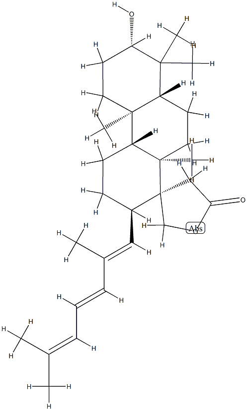 (17E,22E)-3β,30-ジヒドロキシ-16,17-セコ-5α-ダンマラ-17(20),22,24-トリエン-16-酸γ-ラクトン 化学構造式