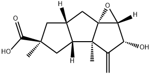 (2S,3aα,7aα)-2,3bβ-ジメチル-4-メチレン-5β-ヒドロキシ-6β,6aβ-エポキシデカヒドロ-1H-シクロペンタ[a]ペンタレン-2α-カルボン酸 化学構造式
