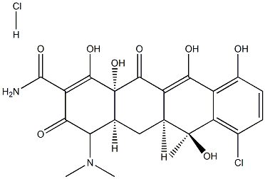 (4S)-7-クロロ-4β-(ジメチルアミノ)-1,4,4aβ,5,5aβ,6,11,12a-オクタヒドロ-3,6α,10,12,12aβ-ペンタヒドロキシ-6-メチル-1,11-ジオキソ-2-ナフタセンカルボアミド/塩酸塩 化学構造式