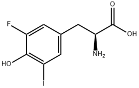 α-アミノ-3-フルオロ-4-ヒドロキシ-5-ヨードベンゼンプロピオン酸 化学構造式