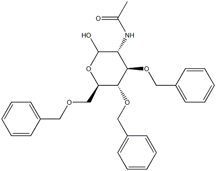 2-(アセチルアミノ)-3-O,4-O,6-O-トリベンジル-2-デオキシ-D-グルコピラノース 化学構造式