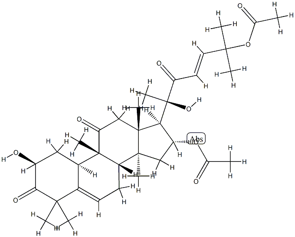 (10α,23E)-16α,25-ジアセトキシ-2β,20-ジヒドロキシ-9β-メチル-19-ノルラノスタ-5,23-ジエン-3,11,22-トリオン 化学構造式