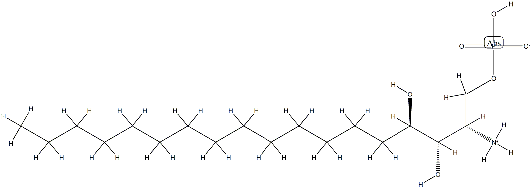 4-HYDROXYSPHINGANINE-1-PHOSPHATE (SACCHAROMYCES CEREVISIAE);D-RIBO-PHYTOSPHINGOSINE-1-PHOSPHATE, 383908-62-1, 结构式