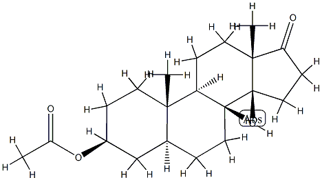 3β-(アセチルオキシ)-14β-ヒドロキシ-5α-アンドロスタン-17-オン 化学構造式