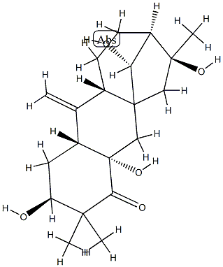 (2S,10aα,11aα,12R)-2,3,4a,5,6,7,8,9,10,10a,11,11a-ドデカヒドロ-2,4aβ,7β,12-テトラヒドロキシ-3,3,7-トリメチル-11-メチレン-5aβ,8β-メタノ-5aH-シクロヘプタ[b]ナフタレン-4(1H)-オン 化学構造式