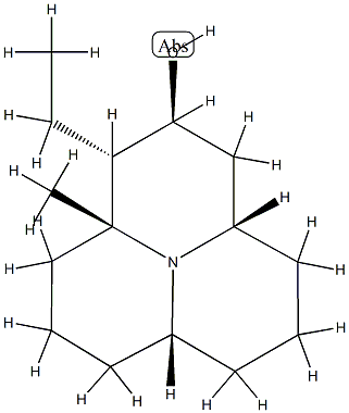 (1S,3aβ,6aβ)-ドデカヒドロ-1α-エチル-9aβ-メチルピリド[2,1,6-de]キノリジン-2β-オール 化学構造式