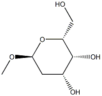メチル2-デオキシ-α-D-lyxo-ヘキソピラノシド 化学構造式