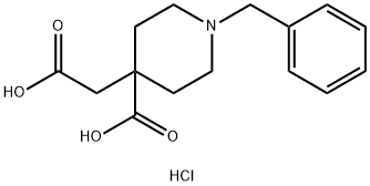 4-Piperidineacetic acid, 4-carboxy-1-(phenylMethyl)-, (Hydrochloride) (1:1) Structure