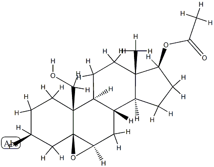 5,6β-エポキシ-3β-フルオロ-5β-アンドロスタン-17β,19-ジオール17-アセタート 化学構造式